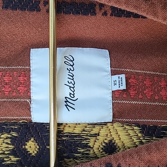Madewell, Shirttail Wrap Jacket, Size-XS, Brown, Jacquard Pattern - Picture 5 of 5